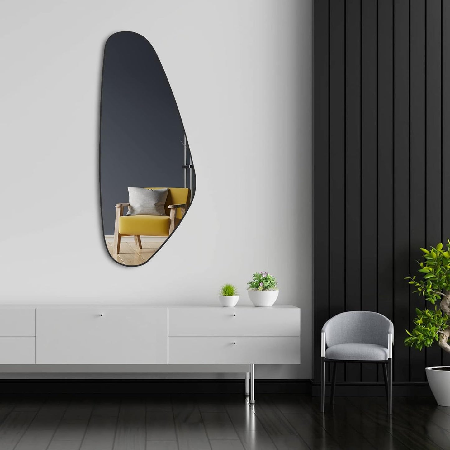 asymmetrical mirror